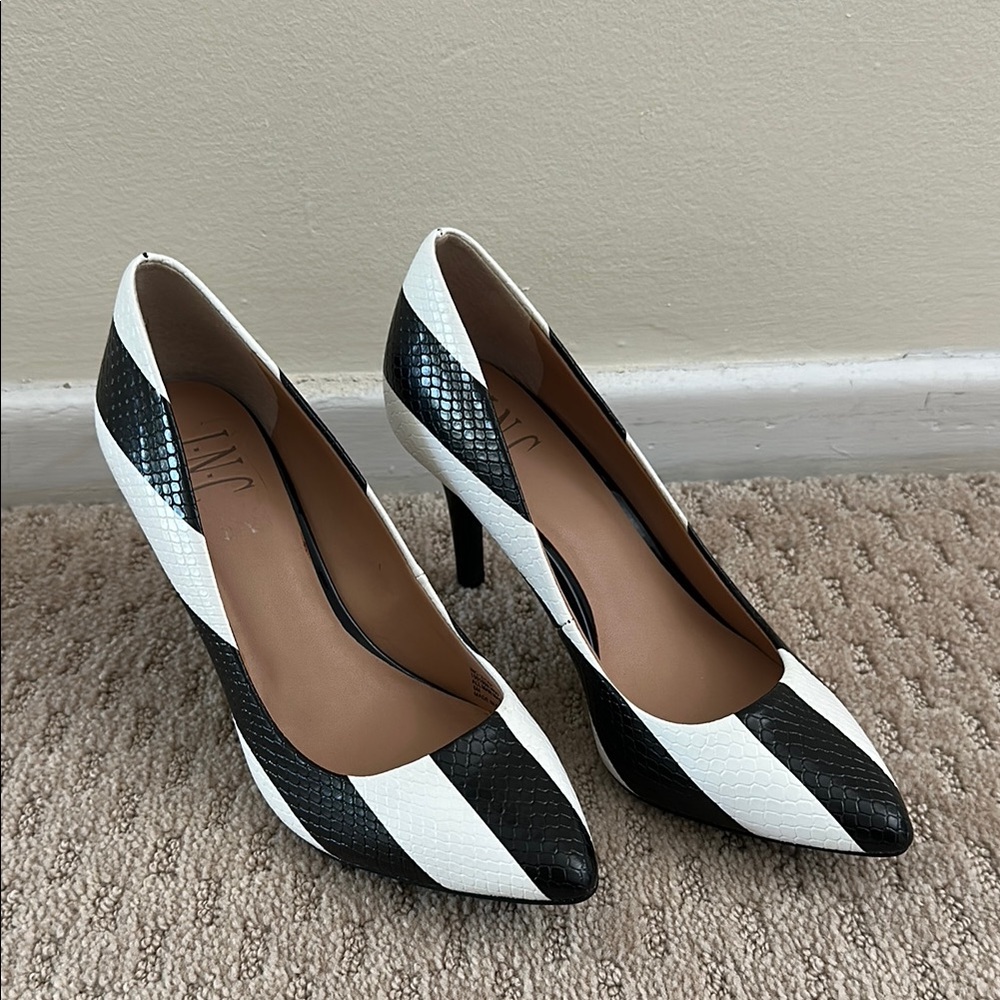 INC International Concepts Black and White Patterned Heels